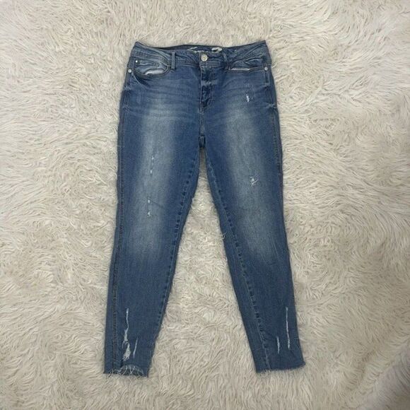 Seven7 Womens Size 14 Skinny Mid Rise Distressed leggings Denim Jeans - Picture 1 of 9